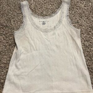 Brandy Melville White Ribbed Fitted Tank Top